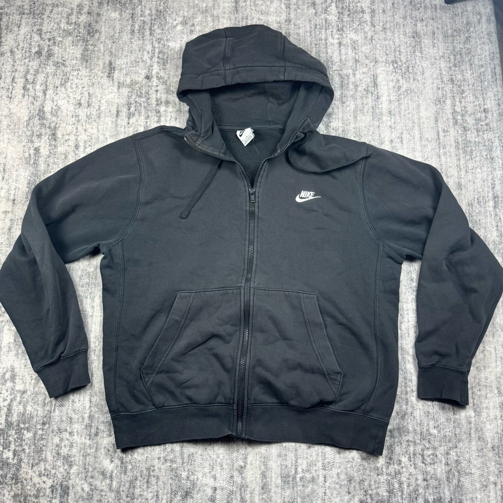 Nike Sportswear Club Fleece Full Zip Sweatshirt Hoodie Black Men's Size M